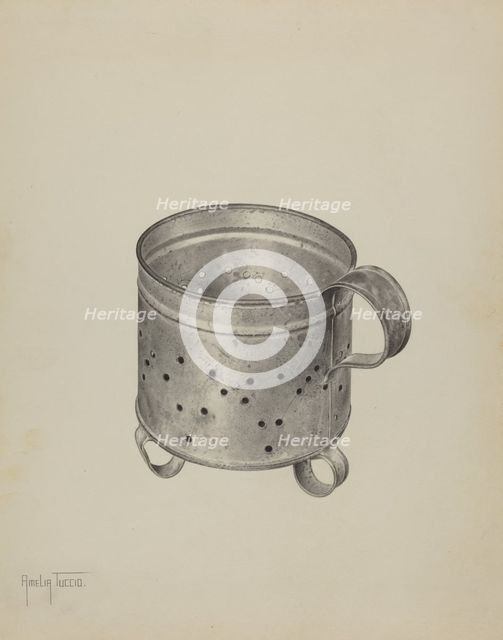 Pa. German Cheese Strainer, c. 1940. Creator: Amelia Tuccio.