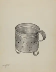 Pa. German Cheese Strainer, c. 1940. Creator: Amelia Tuccio