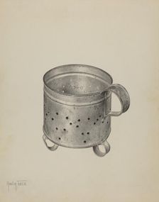 Pa. German Cheese Strainer, c. 1940. Creator: Amelia Tuccio