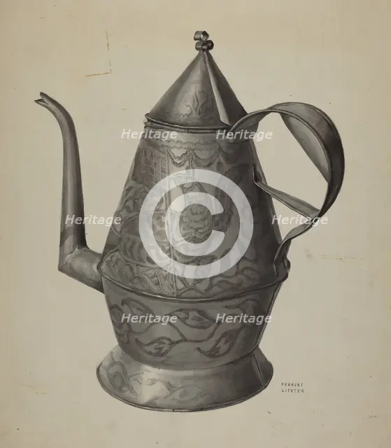 Pa. German Coffee Pot, c. 1936. Creator: Frances Lichten.