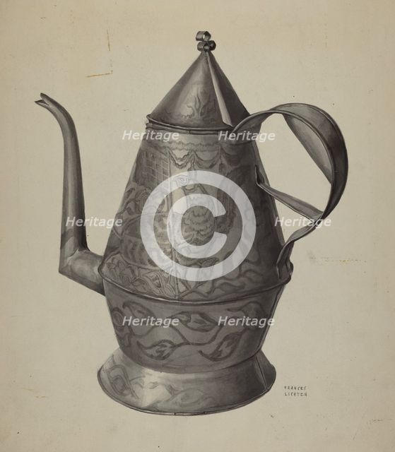 Pa. German Coffee Pot, c. 1936. Creator: Frances Lichten.