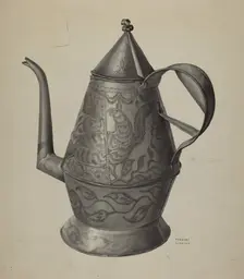 Pa. German Coffee Pot, c. 1936. Creator: Frances Lichten