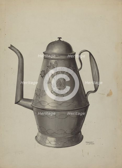 Pa. German Coffee Pot, c. 1936. Creator: Frances Lichten.