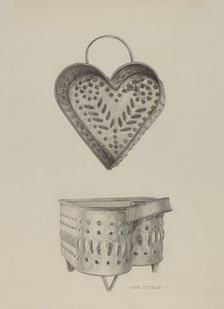 Pa. German Cottage Cheese Strainer, c. 1939. Creator: Don Cecilio