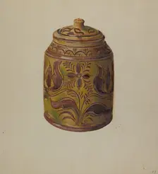 Pa. German Covered Jar, c. 1938. Creator: William L. Antrim
