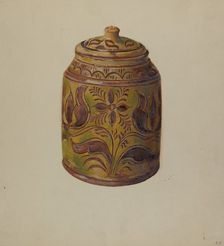 Pa. German Covered Jar, c. 1938. Creator: William L. Antrim