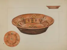 Pa. German Deep Dish, c. 1936. Creator: Agnes Karlin