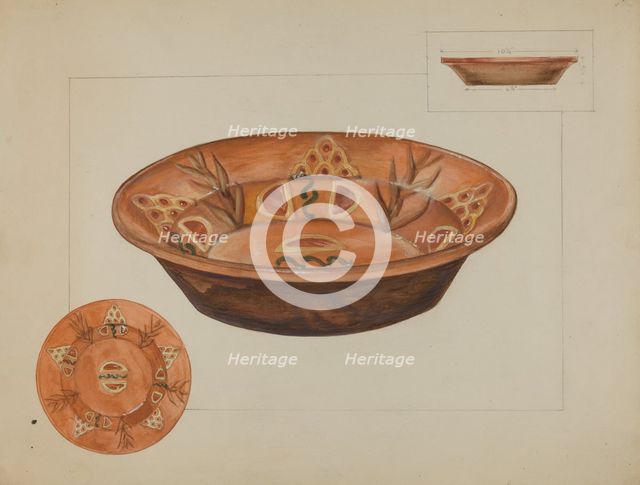 Pa. German Deep Dish, c. 1936. Creator: Agnes Karlin.