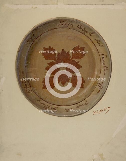 Pa. German Dish, c. 1936. Creator: William L Antrim.