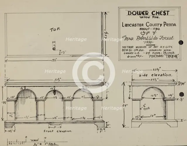 Pa. German Dower Chest, 1935/1942. Creator: Michael Trekur.