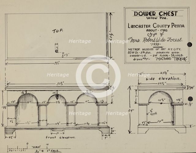 Pa. German Dower Chest, 1935/1942. Creator: Michael Trekur.
