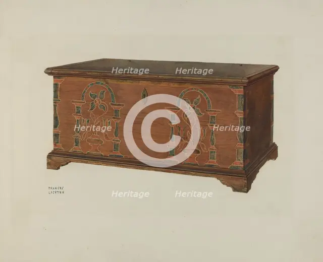Pa. German Dower Chest, 1935/1942. Creator: Frances Lichten.
