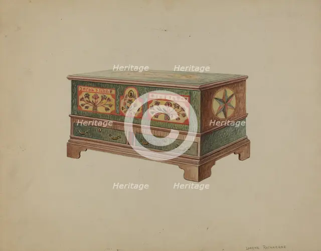 Pa. German Dower Chest, c. 1936. Creator: Lorenz Rothkrantz.