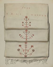 Pa. German Embroidered Towel, 1935/1942. Creator: Frances Lichten