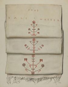 Pa. German Embroidered Towel, 1935/1942. Creator: Frances Lichten