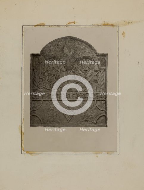 Pa. German Fire Back, c. 1936. Creator: Charles Von Urban.