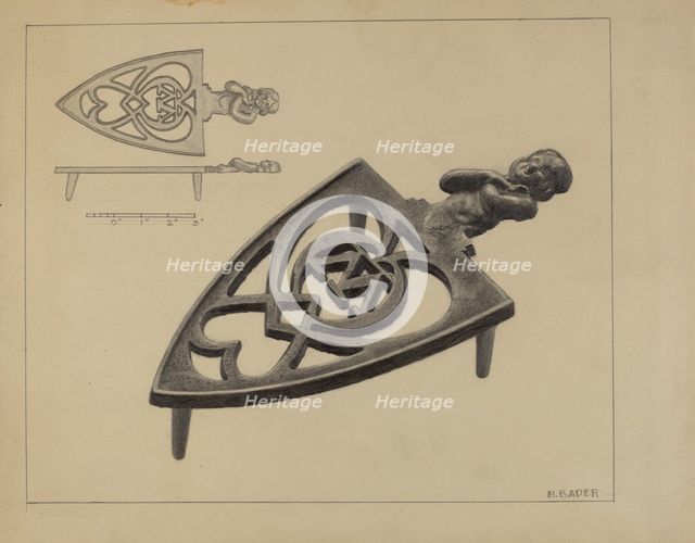 Pa. German Flat-iron Holder, 1937. Creator: Herman Bader.