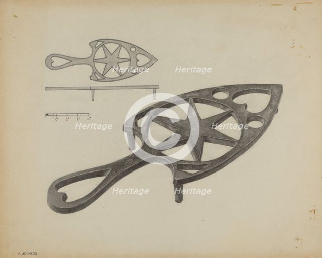 Pa. German Flat-iron Holder, c. 1937. Creator: Philip Johnson.