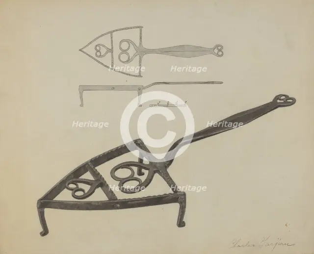 Pa. German Flat-iron Holder, c. 1938. Creator: Charles Garjian.