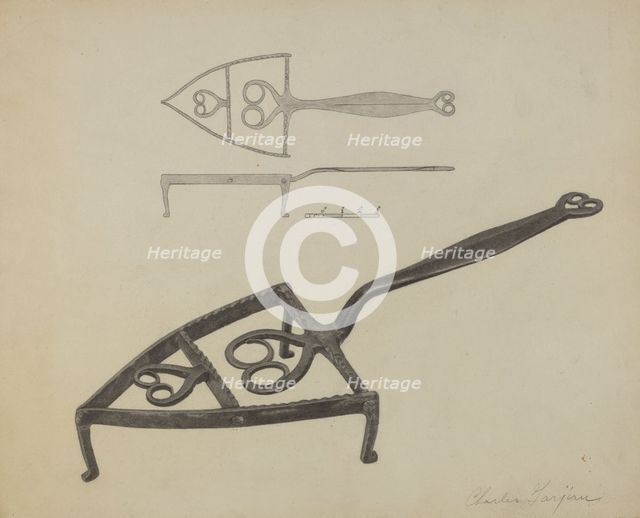 Pa. German Flat-iron Holder, c. 1938. Creator: Charles Garjian.