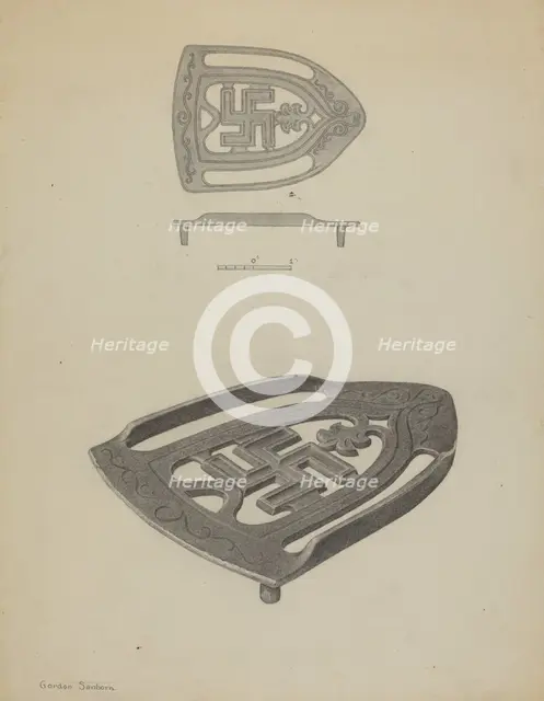 Pa. German Flat-iron Holder, c. 1938. Creator: Gordon Sanborn.