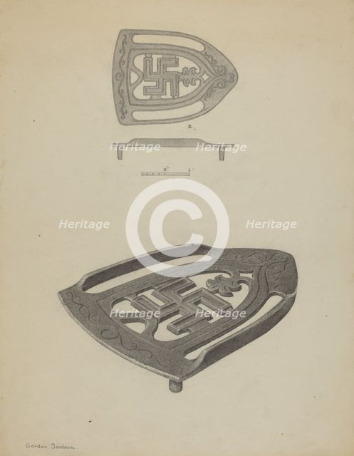 Pa. German Flat-iron Holder, c. 1938. Creator: Gordon Sanborn.
