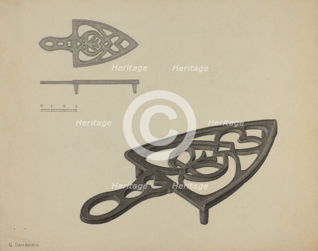 Pa. German Flat-iron Holder, c. 1938. Creator: Gordon Sanborn.