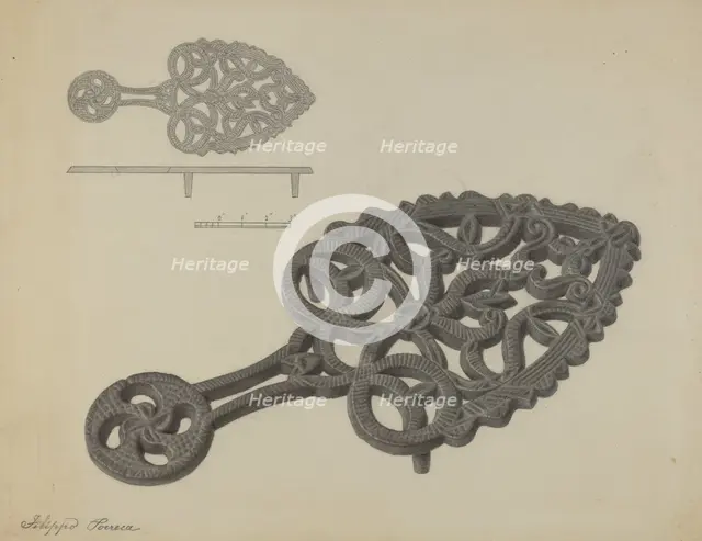 Pa. German Flat-iron Holder, c. 1938. Creator: Filippo Porreca.