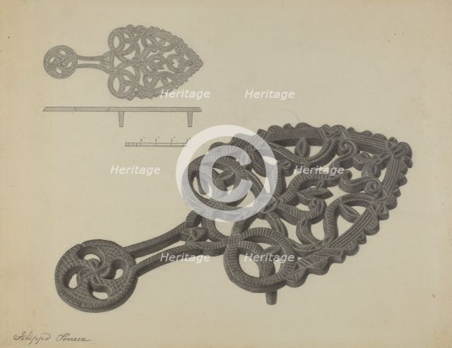 Pa. German Flat-iron Holder, c. 1938. Creator: Filippo Porreca.