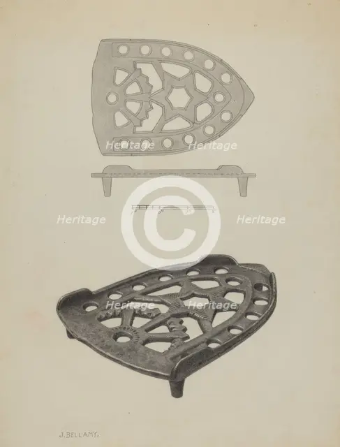 Pa. German Flat-iron Holder, c. 1939. Creator: Julius Bellamy.