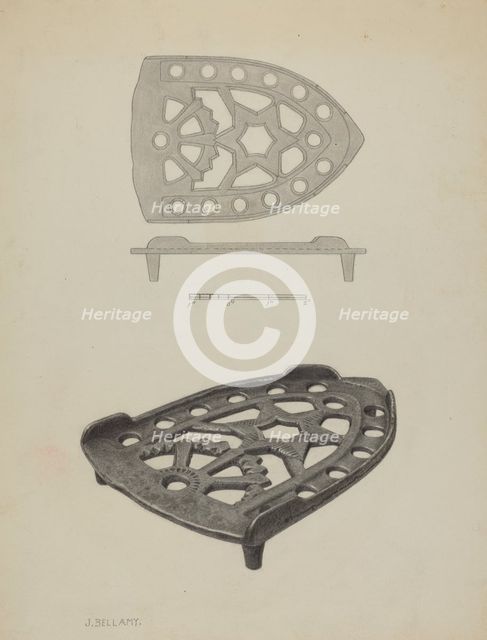 Pa. German Flat-iron Holder, c. 1939. Creator: Julius Bellamy.