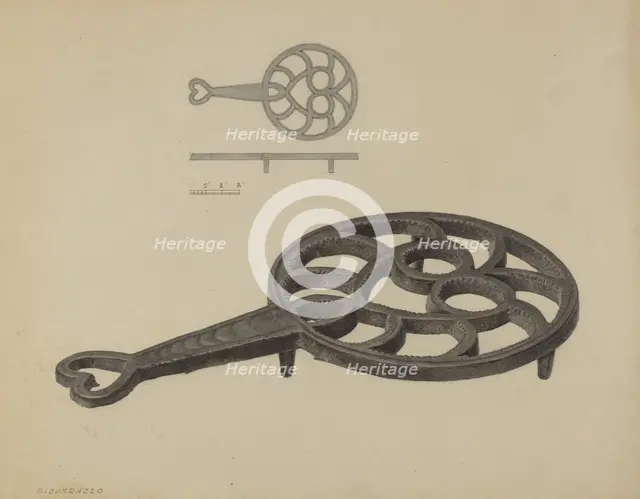 Pa. German Flatiron Holder, c. 1938. Creator: Salvatore Borrazzo.