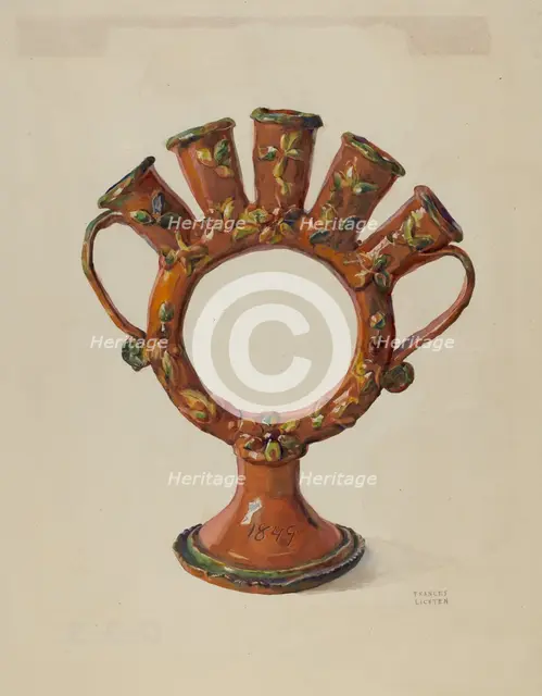 Pa. German Flower Holder, c. 1936. Creator: Frances Lichten.