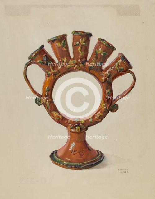 Pa. German Flower Holder, c. 1936. Creator: Frances Lichten.