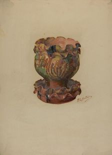 Pa. German Flower Pot and Tray, c. 1936. Creator: William L Antrim