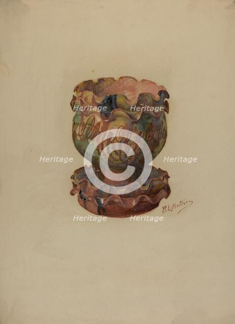 Pa. German Flower Pot and Tray, c. 1936. Creator: William L Antrim.