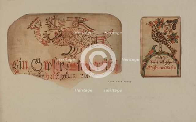 Pa. German Fractur Design, c. 1937. Creator: Charlotte Angus.