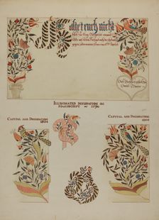 Pa. German Fractur Designs, c. 1937. Creator: Page Coffman