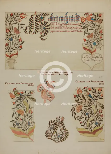 Pa. German Fractur Designs, c. 1937. Creator: Page Coffman.