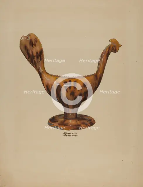 Pa. German Gravy Boat, c. 1938. Creator: Elmer G Anderson.