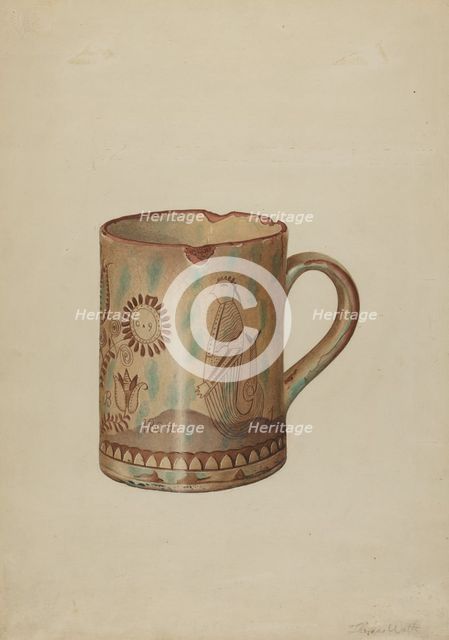 Pa. German Hildebrandt Mug, c. 1939. Creator: Thomas Watts.