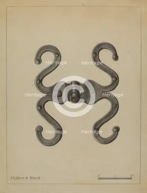 Pa. German Hinge, c. 1936. Creator: Mildred Ford.