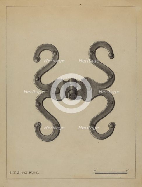 Pa. German Hinge, c. 1936. Creator: Mildred Ford.