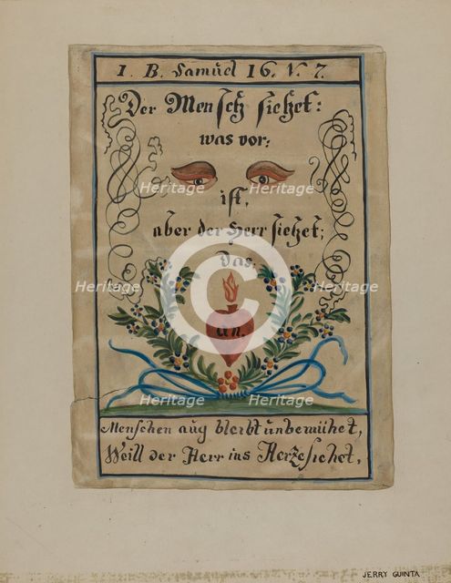 Pa. German Illustrated Fractur, c. 1939. Creator: Jerry Guinta.