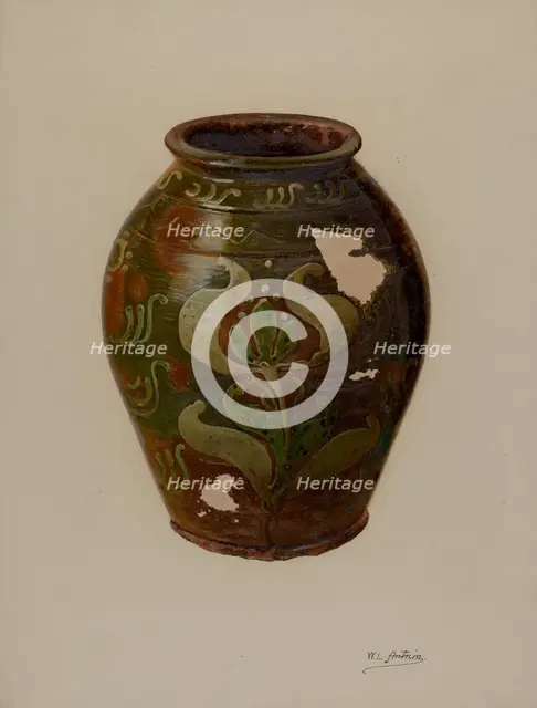 Pa. German Jar, c. 1938. Creator: William L. Antrim.
