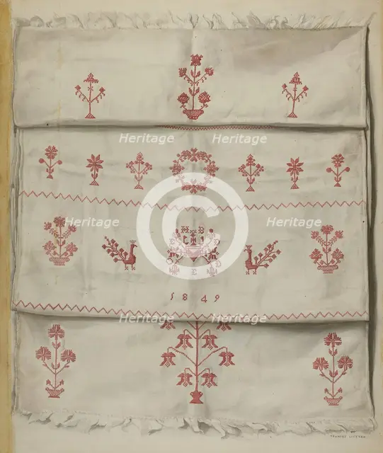 Pa. German Linen Towel, c. 1937. Creator: Frances Lichten.