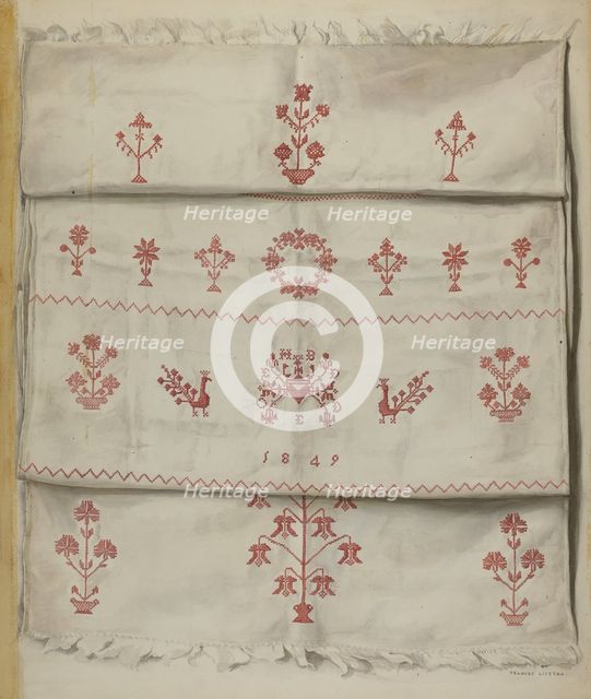 Pa. German Linen Towel, c. 1937. Creator: Frances Lichten.