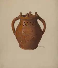 Pa. German Puzzle Mug, 1938. Creator: Eugene Shellady