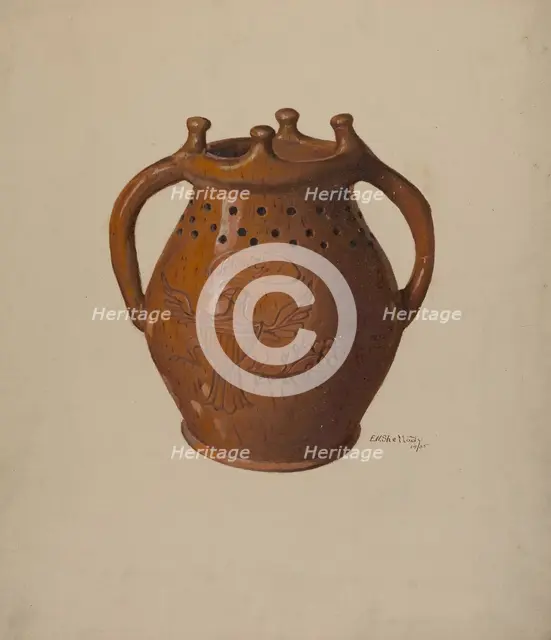 Pa. German Puzzle Mug, 1938. Creator: Eugene Shellady.