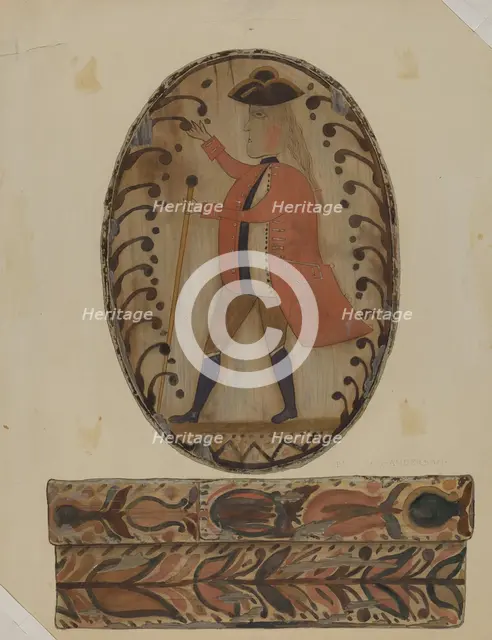 Pa. German Painted Wooden Box, c. 1937. Creator: Elmer G Anderson.